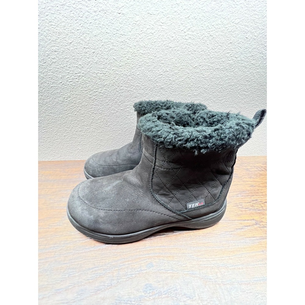 L.L. Bean Womens Boots Size 6Tek 2.5 Waterproof Black Nubuck Leather Sherpa Zip - Picture 6 of 10